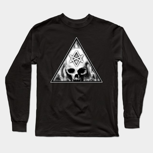 Unicursal hexagram w/ skull Long Sleeve T-Shirt by evillair